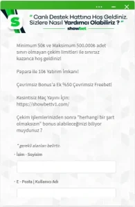 Showbet Canlı Destek Görseli